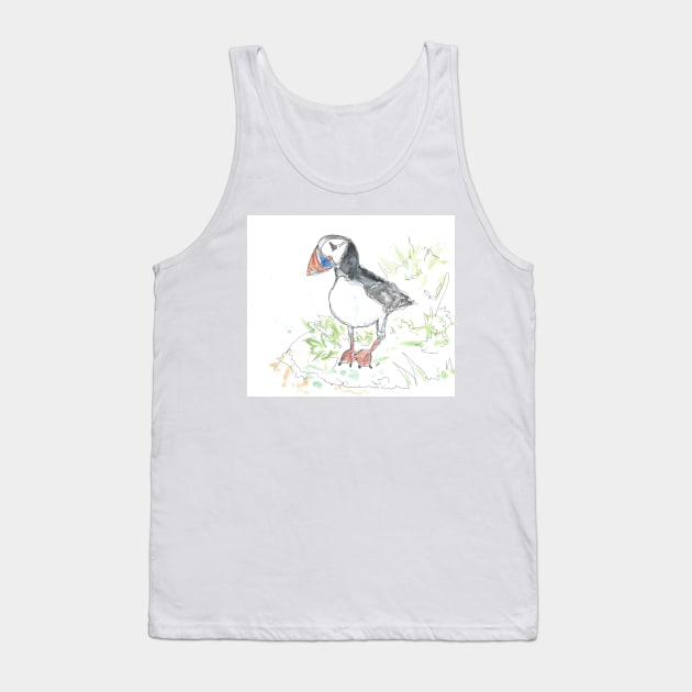 Puffin line drawing Tank Top by DebTheZeb